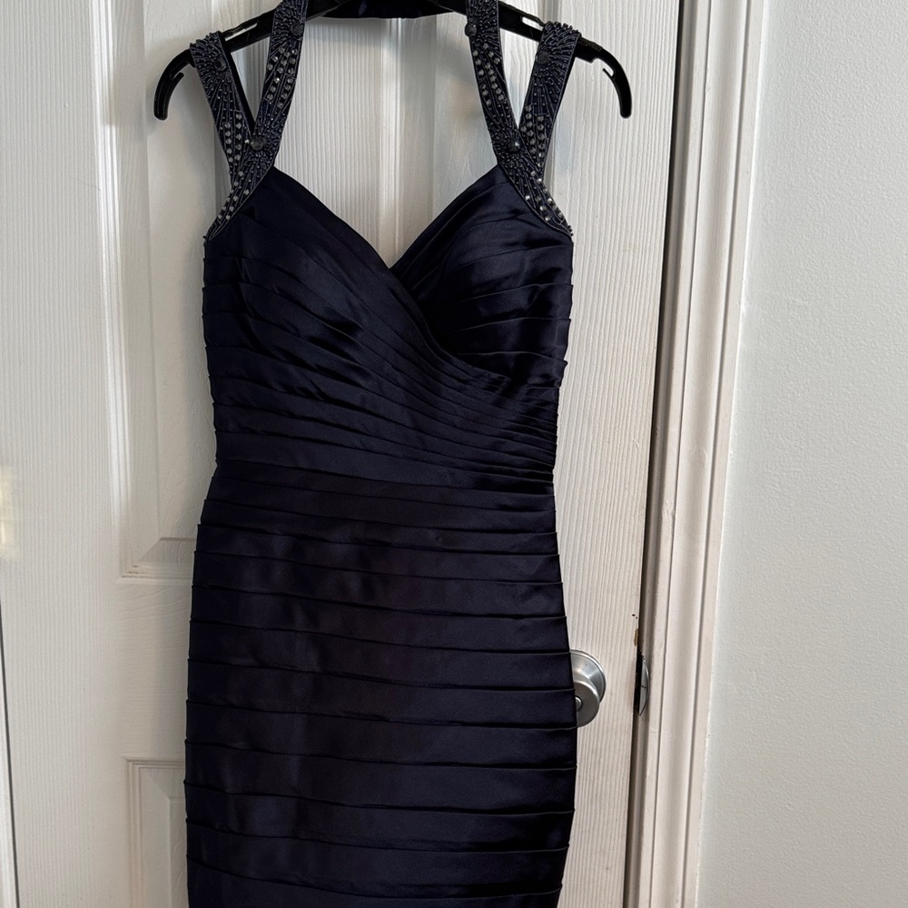 Adrianna Papell Navy Sleeveless Cocktail Dress Size 2P